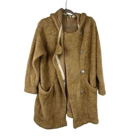 Free People Women's XS Oversized Hooded Sweater Jacket Long Coat Cardigan - Picture 2 of 16